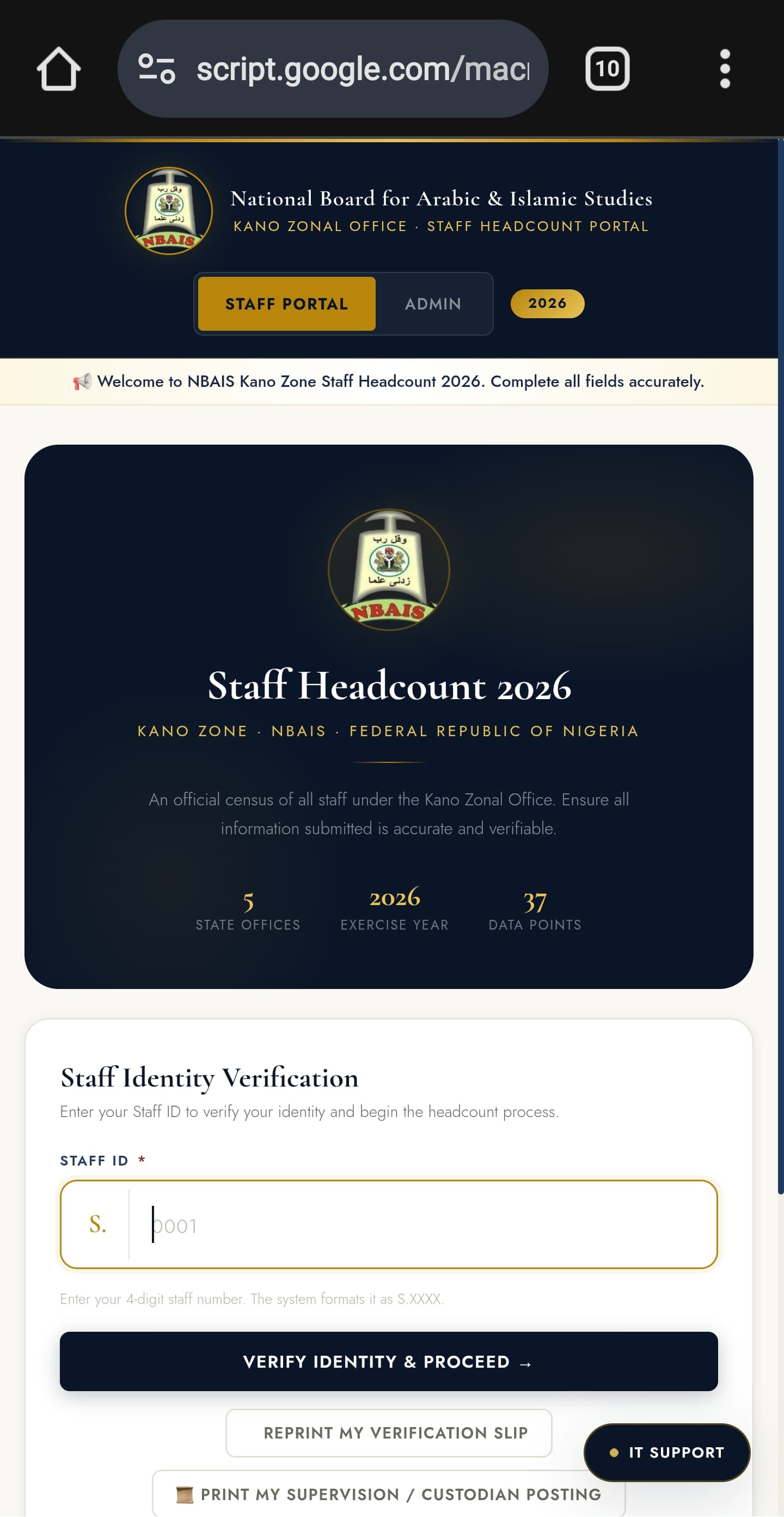Staff Headcount 2026 landing page