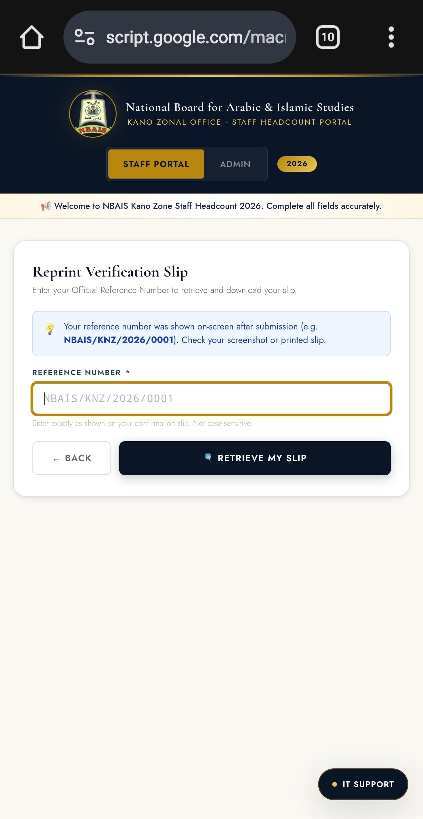 Reprint verification slip form